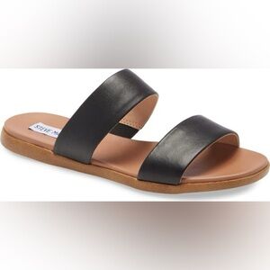 Steve Madden Black Double-Strap Slide Sandal